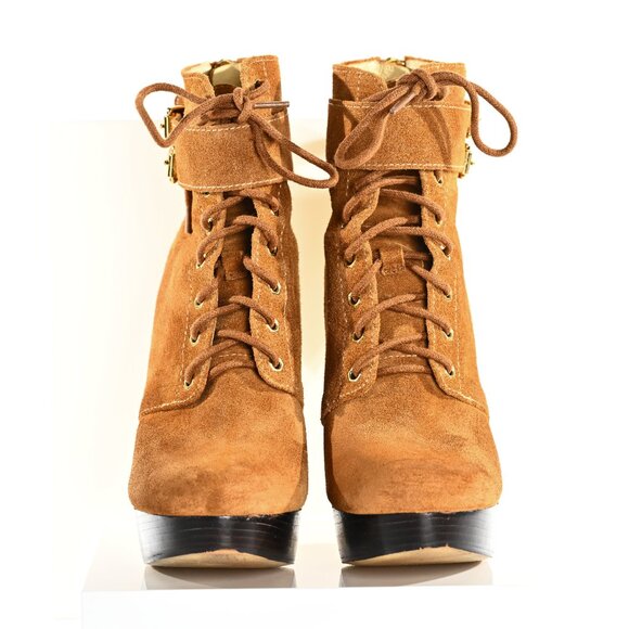 Michael Kors Vanessa Bootie in Genuine Dark Caramel Suede Size 7.5 - Picture 8 of 11